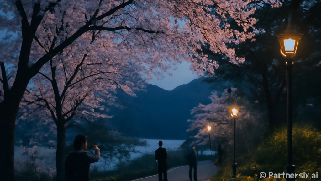 대전 대청댐 벚꽃 명소의 우아한 봄 풍경