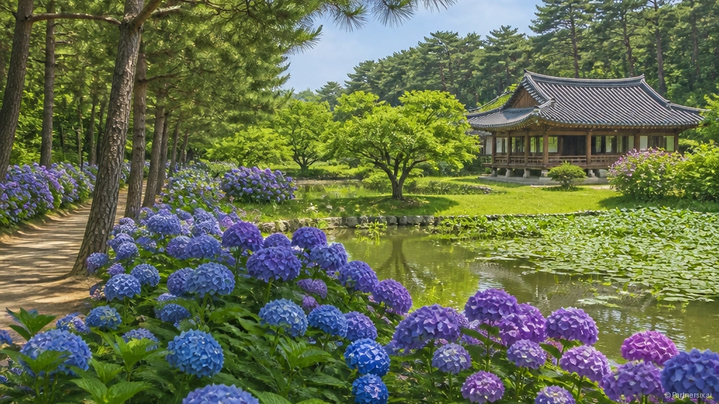 여름 수국 만발 동…
