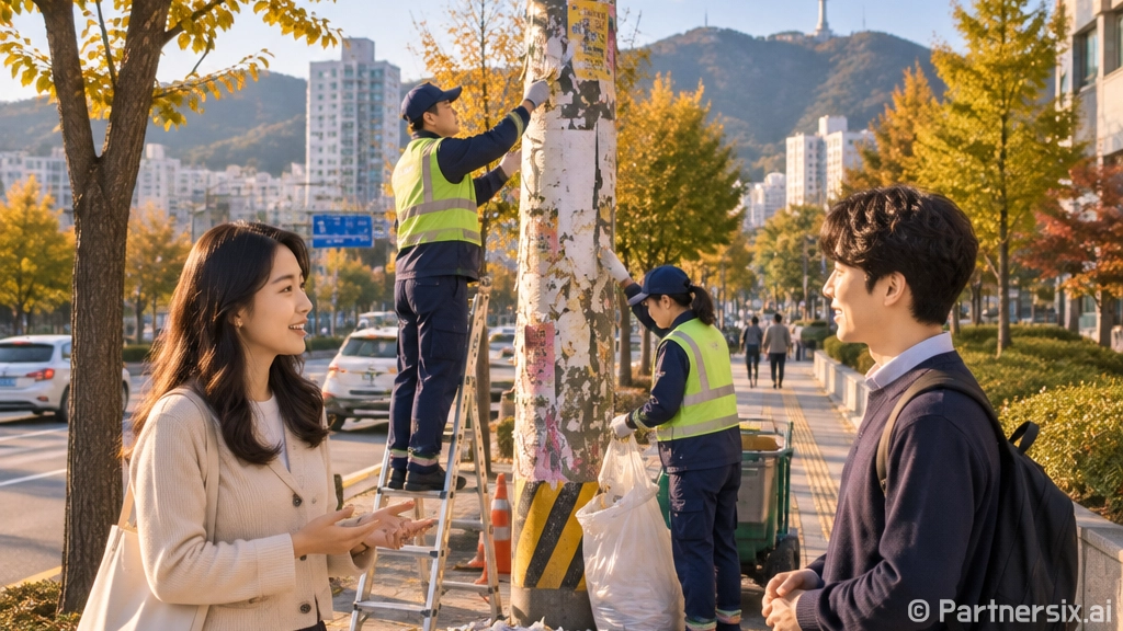 서구청장 100일, 월평동 불법광고물 정비 현장
