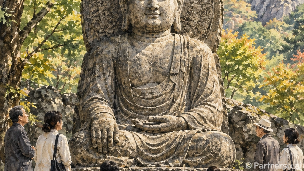 천년 석불과 수련이 어우러진 용화사 산책길