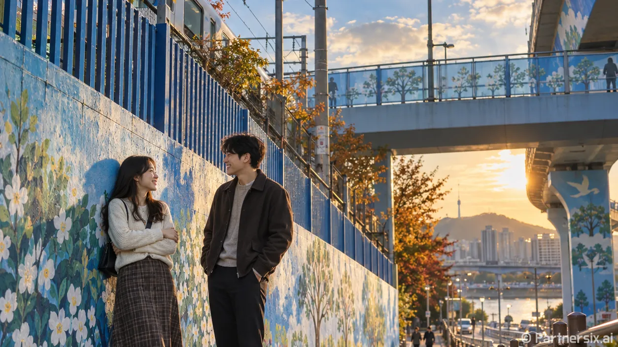 철길 옆에 피어난 꽃길