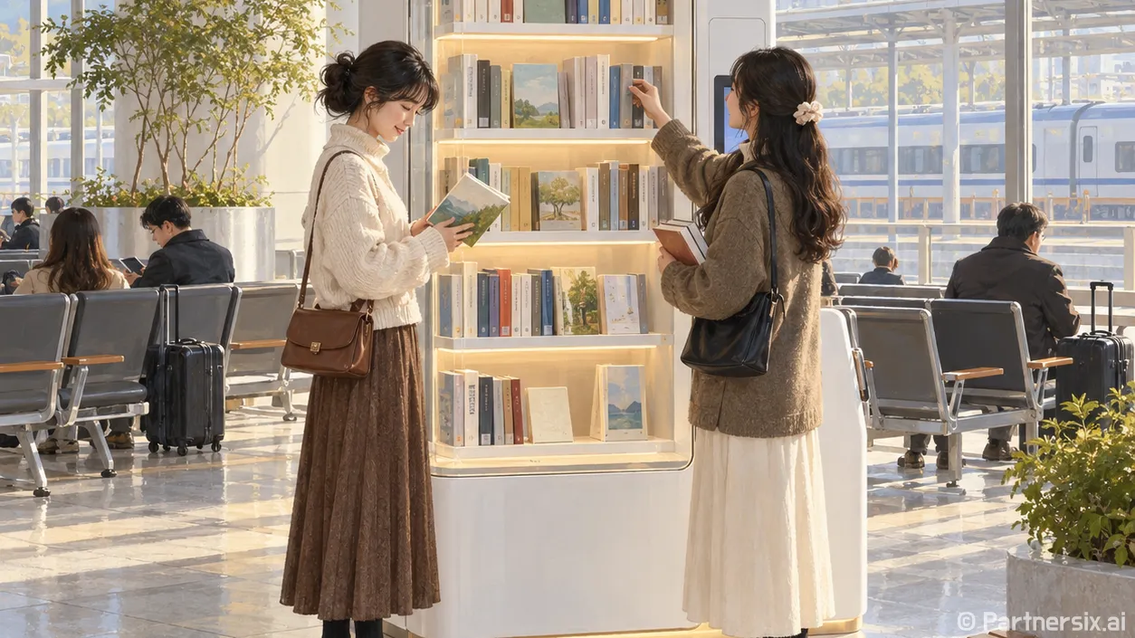 기차역에 들어선 책장