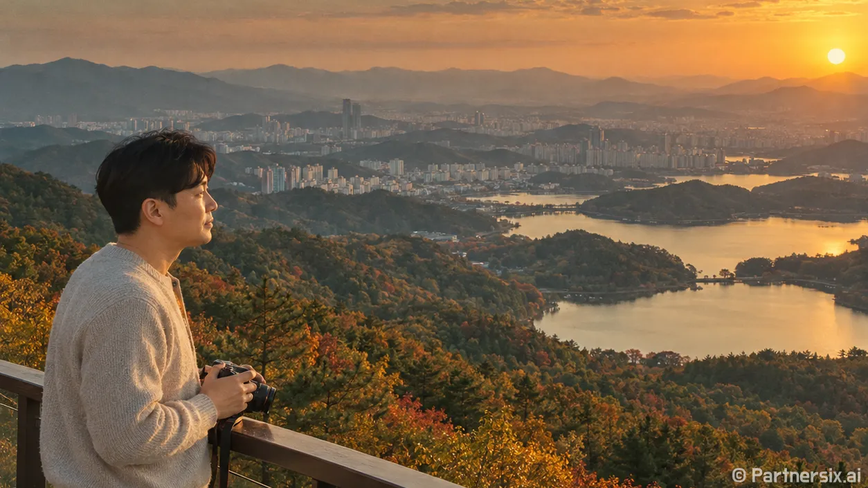 식장산 노을빛 야경