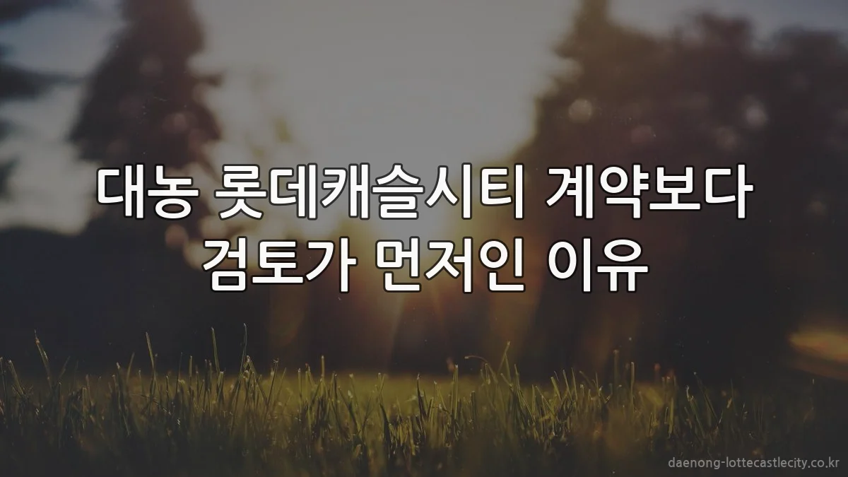 대농 롯데캐슬시티 계약보다 검토가 먼저인 이유