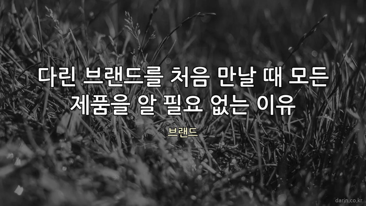 다린 브랜드를 처음 만날 때 모든 제품을 알 필요 없는 이유