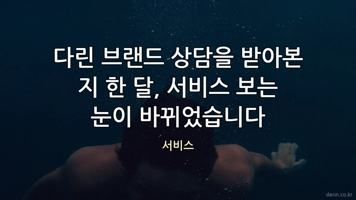 다린 브랜드 상담을 받아본 지 한 달, 서비스 보는 눈이 바뀌었습니다