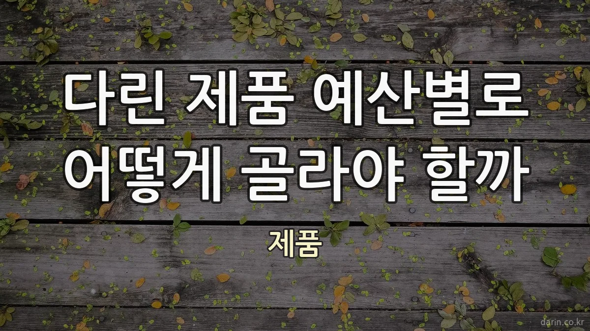 다린 제품 예산별로 어떻게 골라야 할까