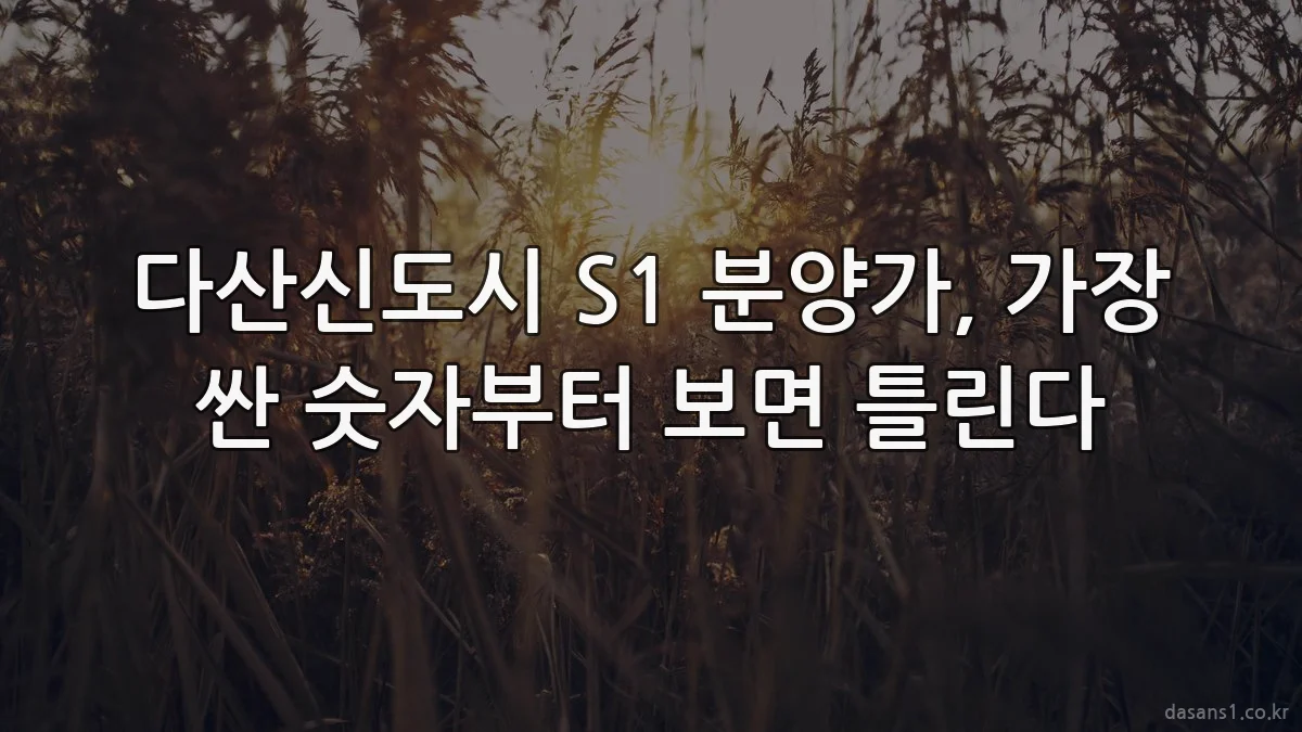 다산신도시 S1 분양가, 가장 싼 숫자부터 보면 틀린다