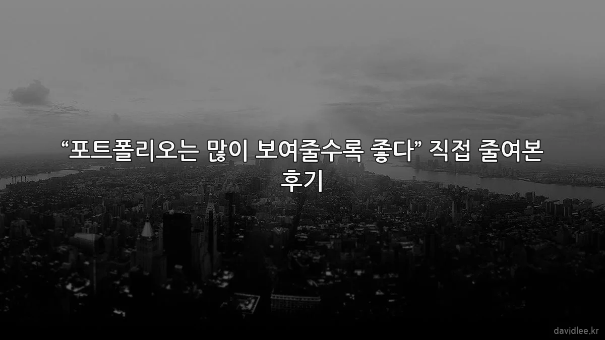 “포트폴리오는 많이 보여줄수록 좋다” 직접 줄여본 후기