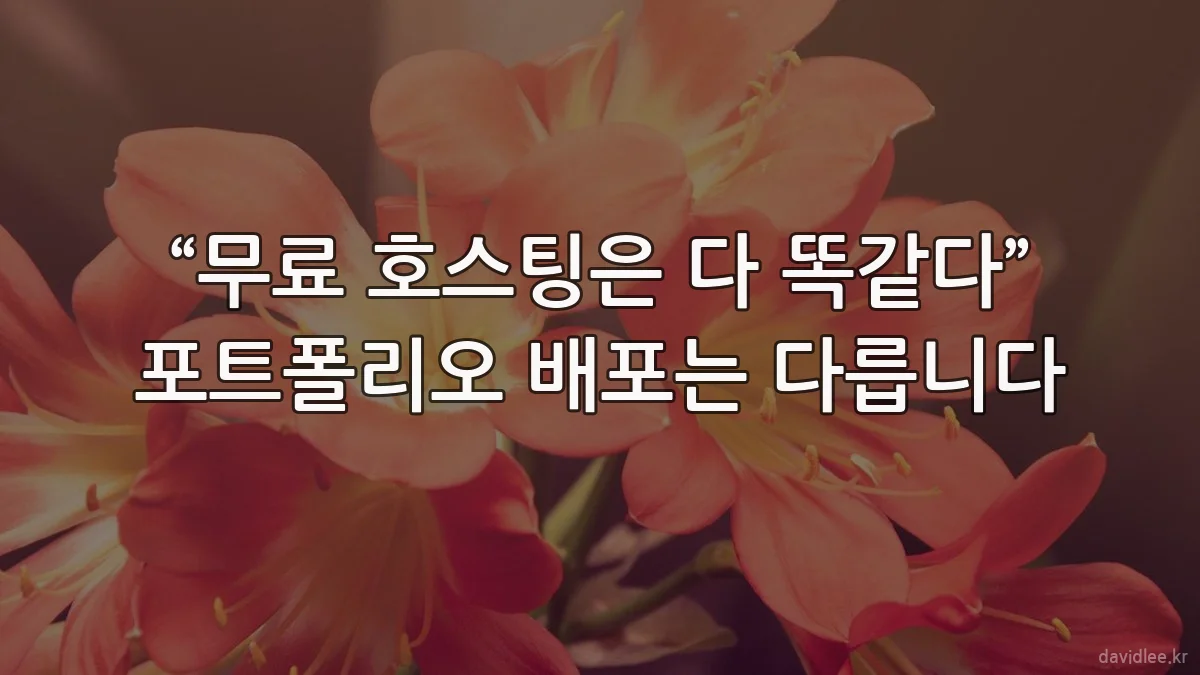 “무료 호스팅은 다 똑같다” 포트폴리오 배포는 다릅니다