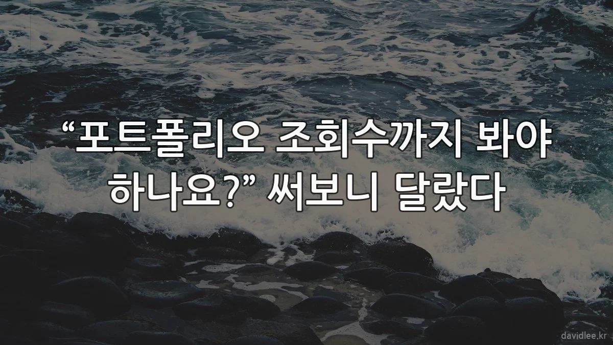 “포트폴리오 조회수까지 봐야 하나요?” 써보니 달랐다