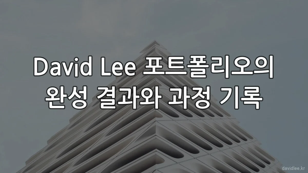 David Lee 포트폴리오의 완성 결과와 과정 기록