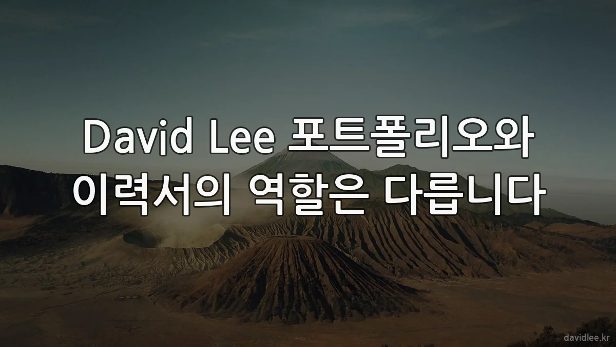 David Lee 포트폴리오와 이력서의 역할은 다릅니다