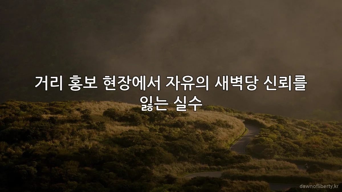 거리 홍보 현장에서 자유의 새벽당 신뢰를 잃는 실수