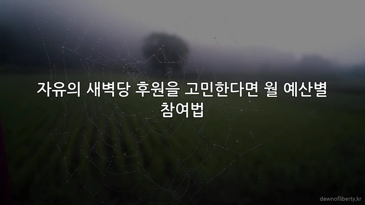 자유의 새벽당 후원을 고민한다면 월 예산별 참여법