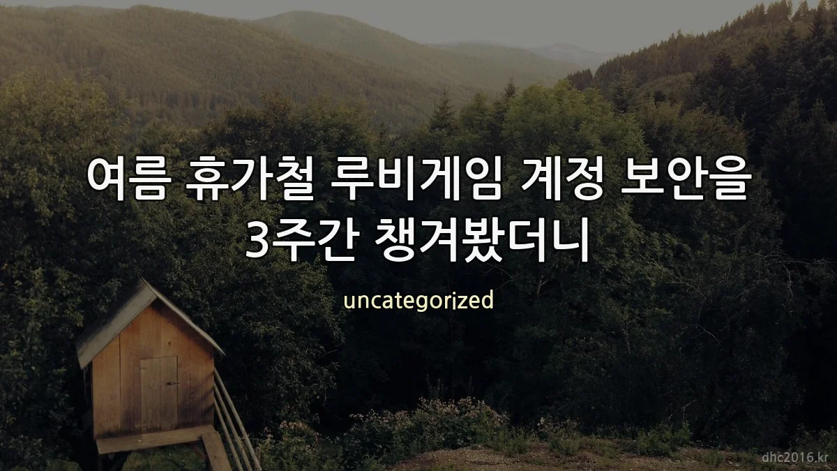 여름 휴가철 루비게임 계정 보안을 3주간 챙겨봤더니