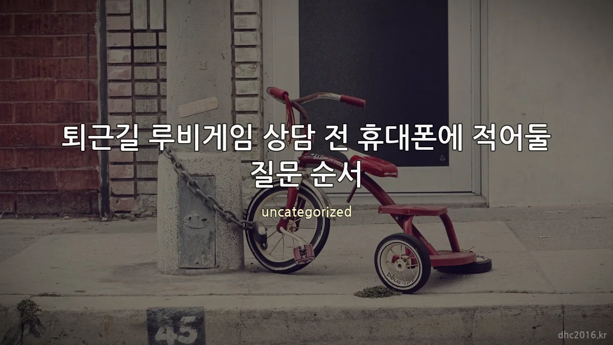 퇴근길 루비게임 상담 전 휴대폰에 적어둘 질문 순서