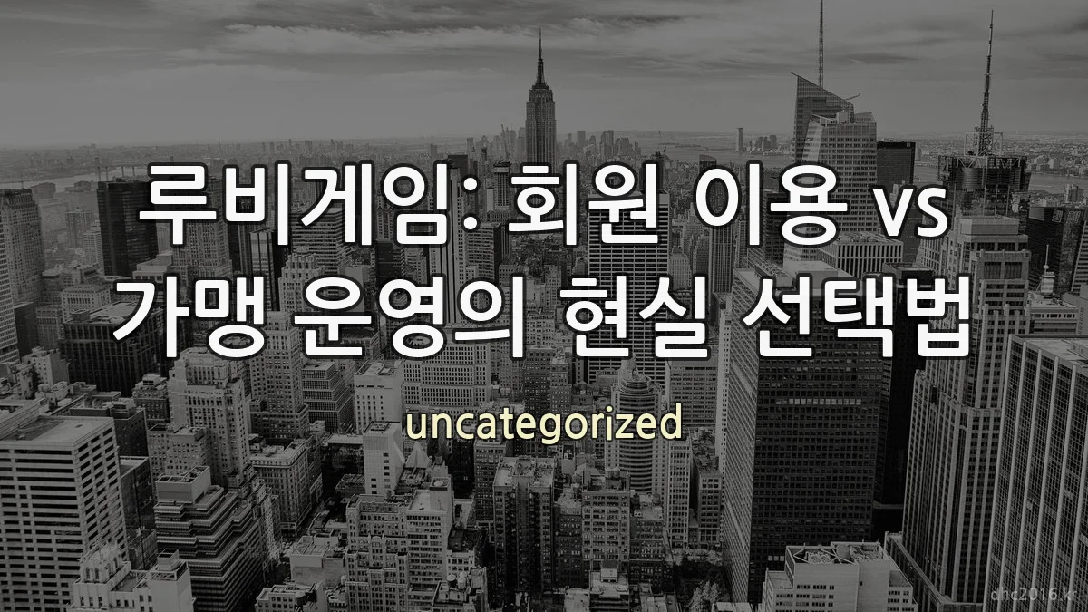 루비게임: 회원 이용 vs 가맹 운영의 현실 선택법