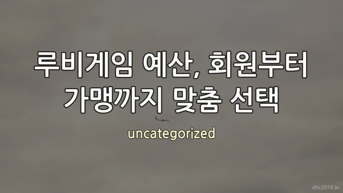 루비게임 예산, 회원부터 가맹까지 맞춤 선택