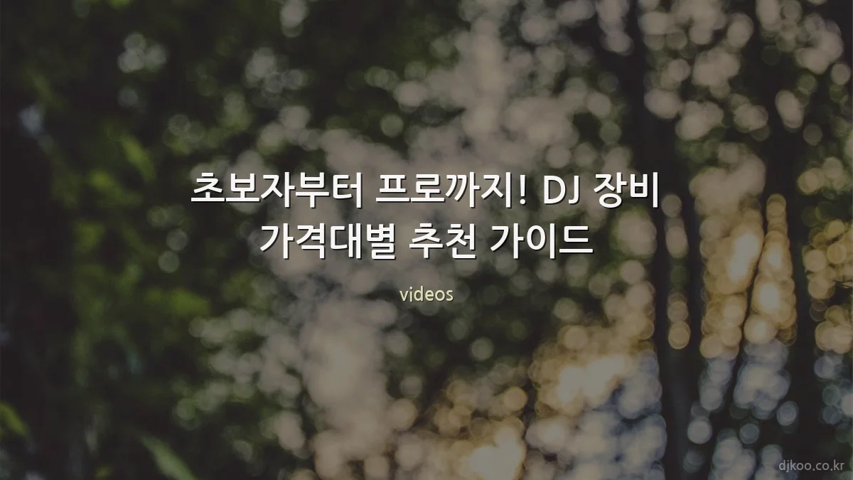 초보자부터 프로까지! DJ 장비 가격대별 추천 가이드