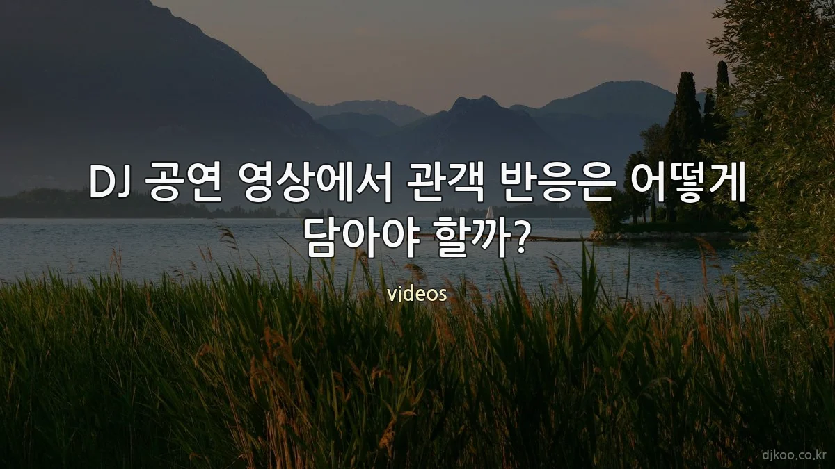 DJ 공연 영상에서 관객 반응은 어떻게 담아야 할까?