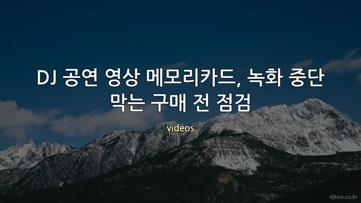 DJ 공연 영상 메모리카드, 녹화 중단 막는 구매 전 점검