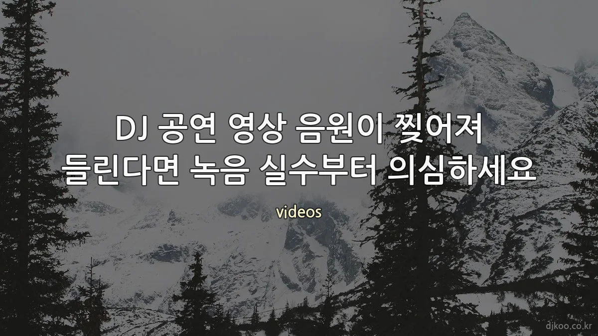 DJ 공연 영상 음원이 찢어져 들린다면 녹음 실수부터 의심하세요