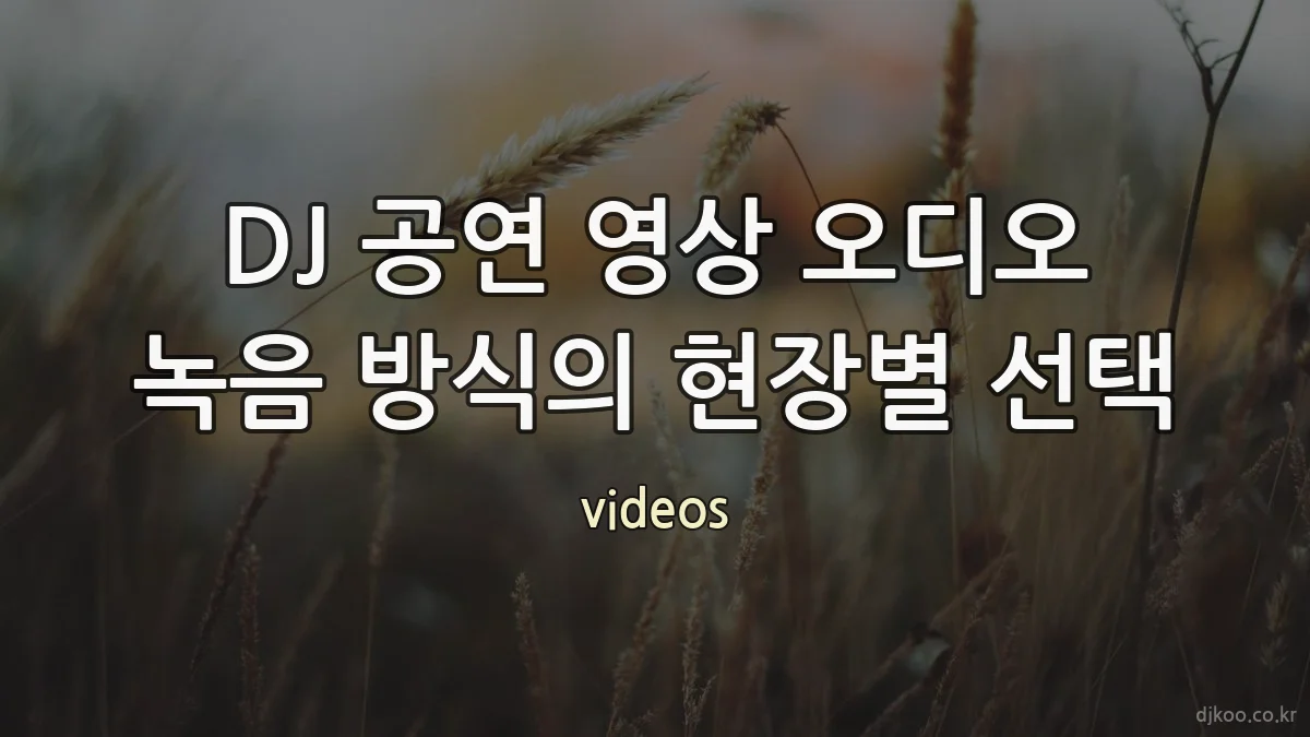 DJ 공연 영상 오디오 녹음 방식의 현장별 선택