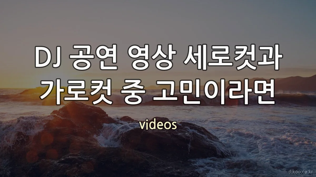 DJ 공연 영상 세로컷과 가로컷 중 고민이라면