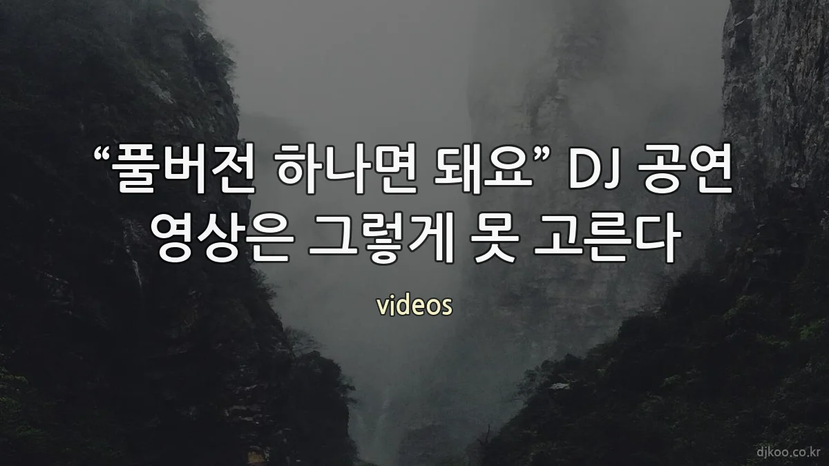“풀버전 하나면 돼요” DJ 공연 영상은 그렇게 못 고른다