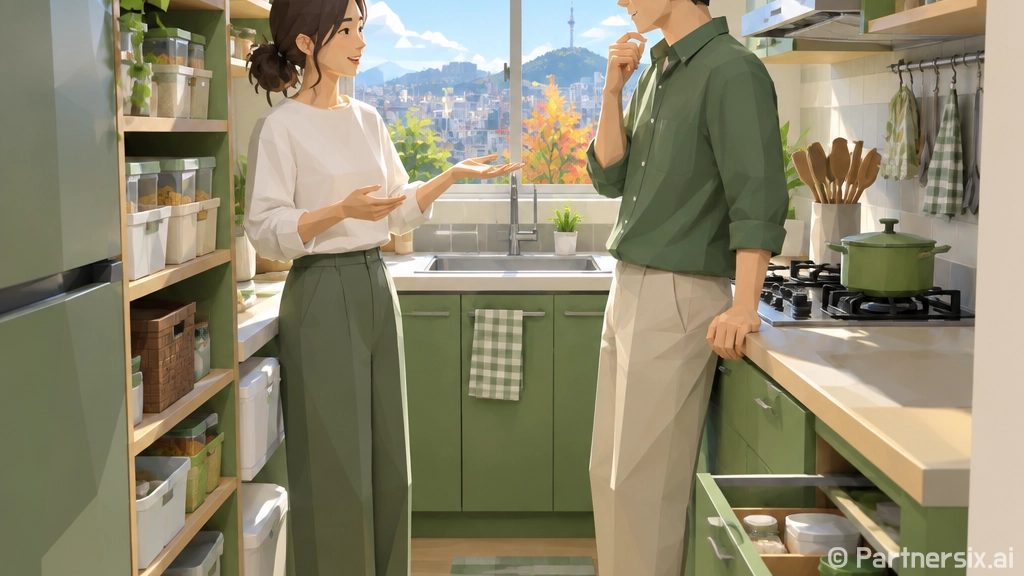 좁은 주방 정리하는 방법, 1평 동선부터 바꾸면 됩니다