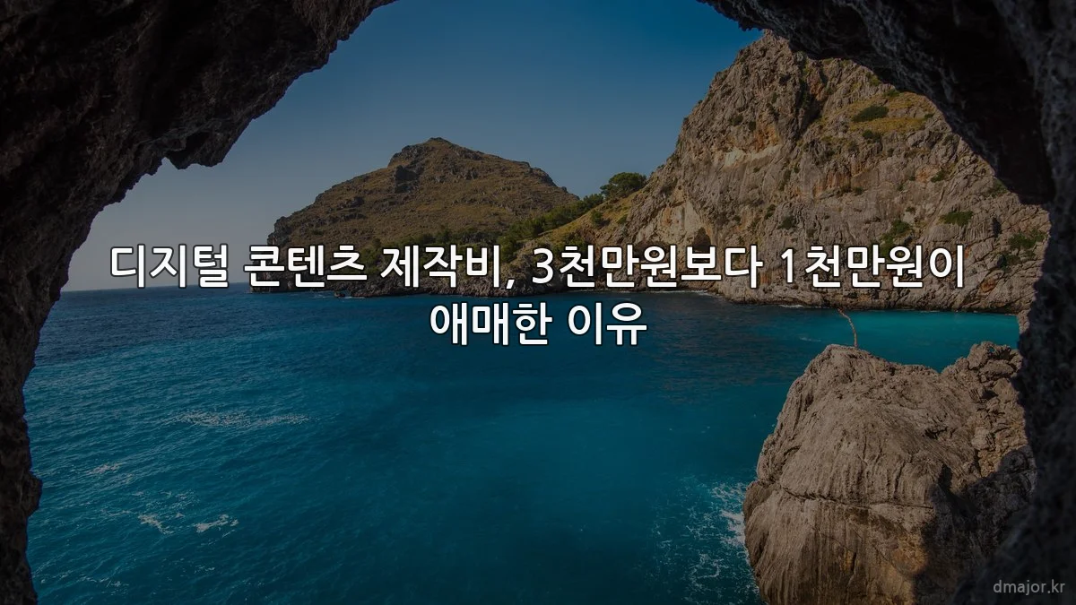 디지털 콘텐츠 제작비, 3천만원보다 1천만원이 애매한 이유