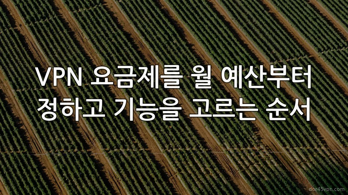 VPN 요금제를 월 예산부터 정하고 기능을 고르는 순서