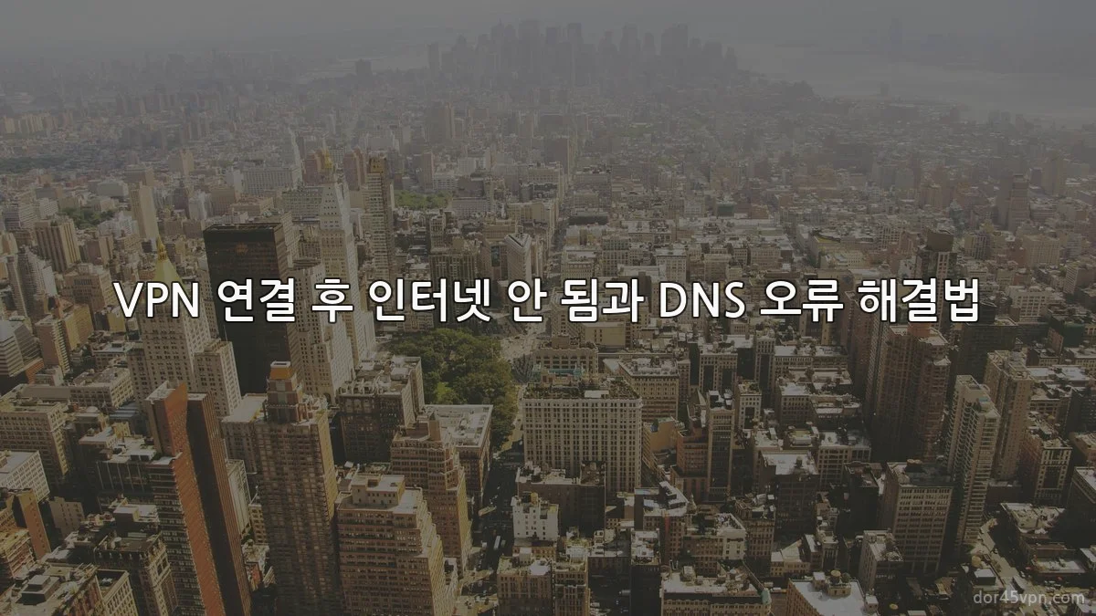 VPN 연결 후 인터넷 안 됨과 DNS 오류 해결법