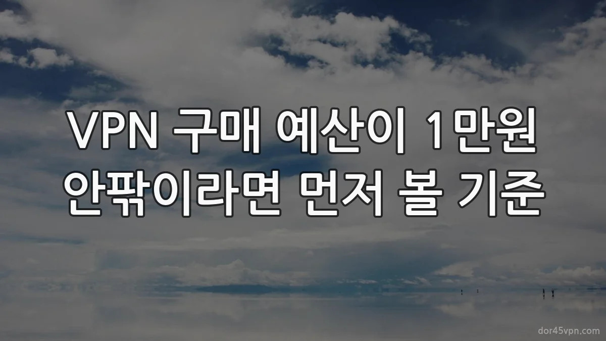VPN 구매 예산이 1만원 안팎이라면 먼저 볼 기준