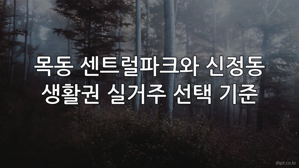 목동 센트럴파크와 신정동 생활권 실거주 선택 기준