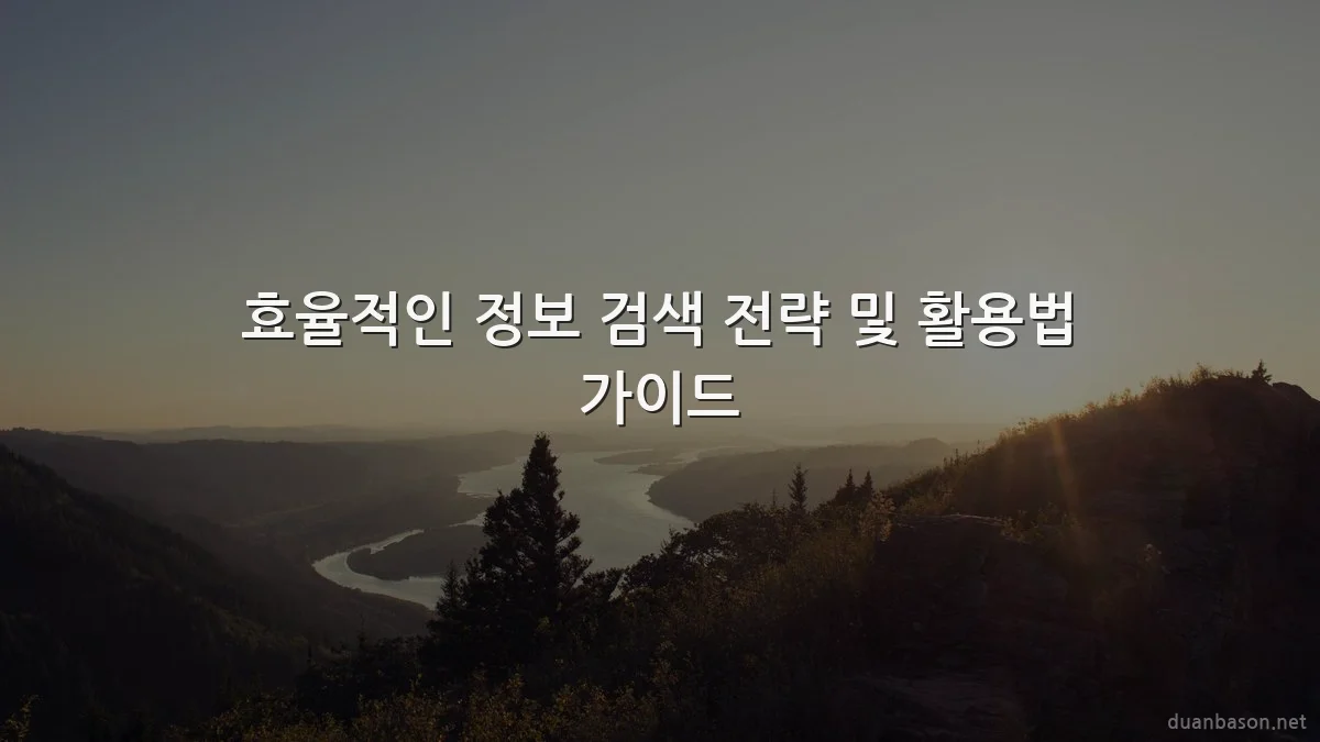 효율적인 정보 검색 전략 및 활용법 가이드
