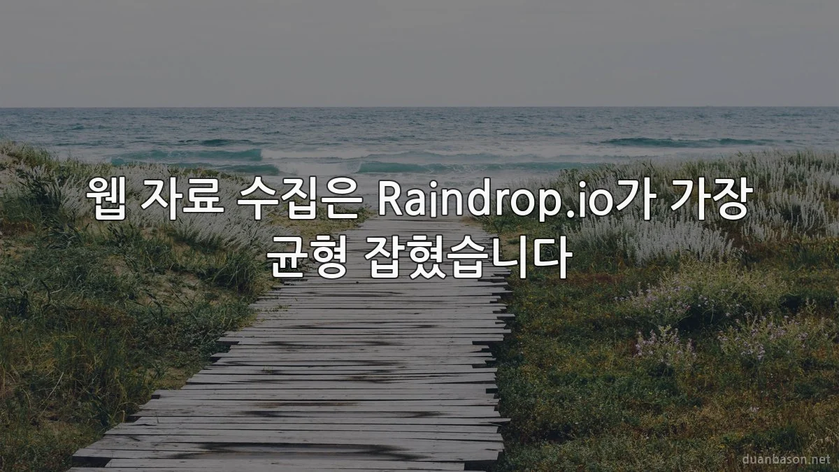 웹 자료 수집은 Raindrop.io가 가장 균형 잡혔습니다