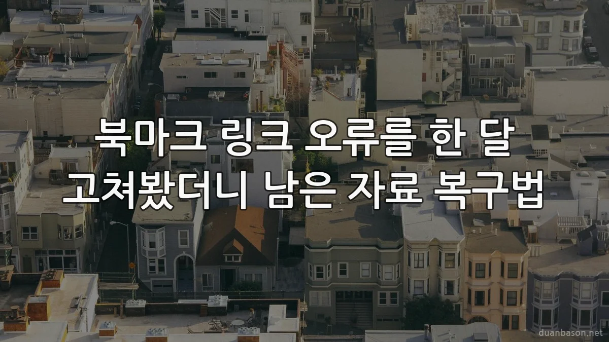북마크 링크 오류를 한 달 고쳐봤더니 남은 자료 복구법