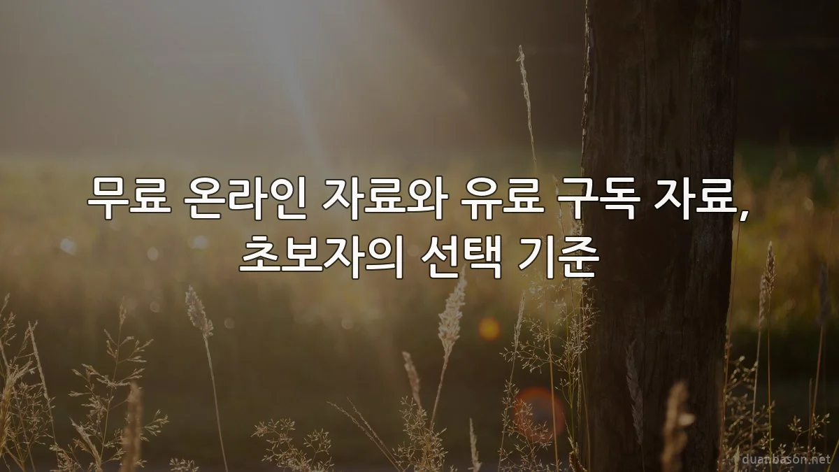 무료 온라인 자료와 유료 구독 자료, 초보자의 선택 기준