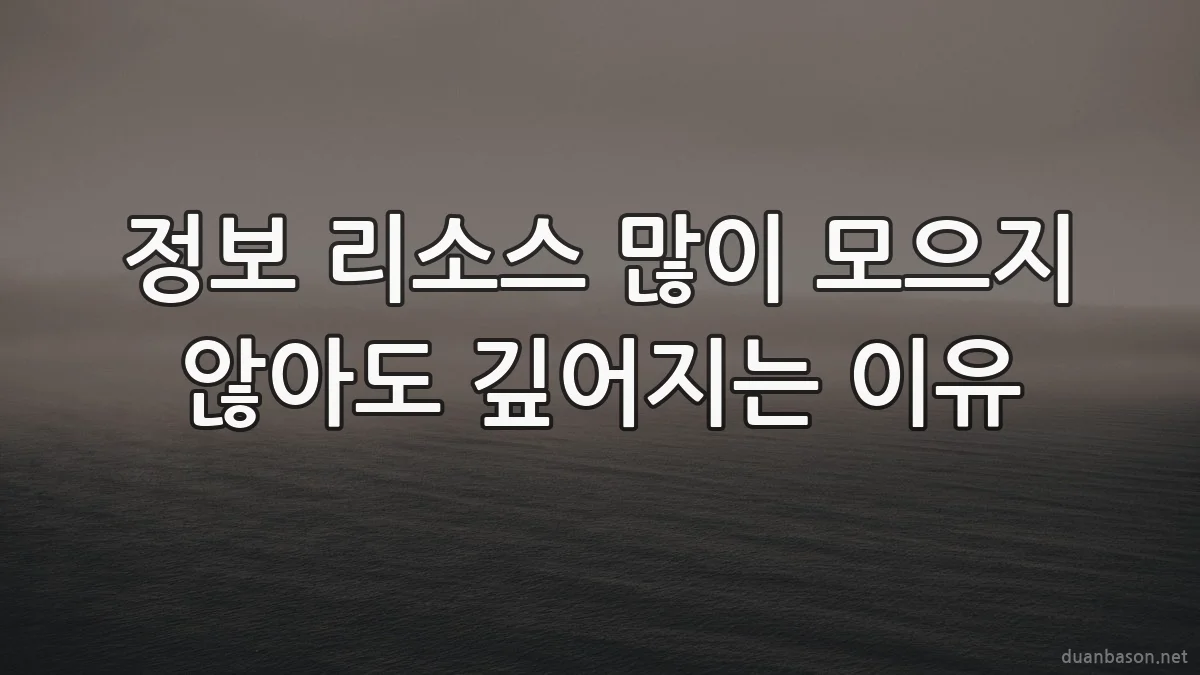 정보 리소스 많이 모으지 않아도 깊어지는 이유