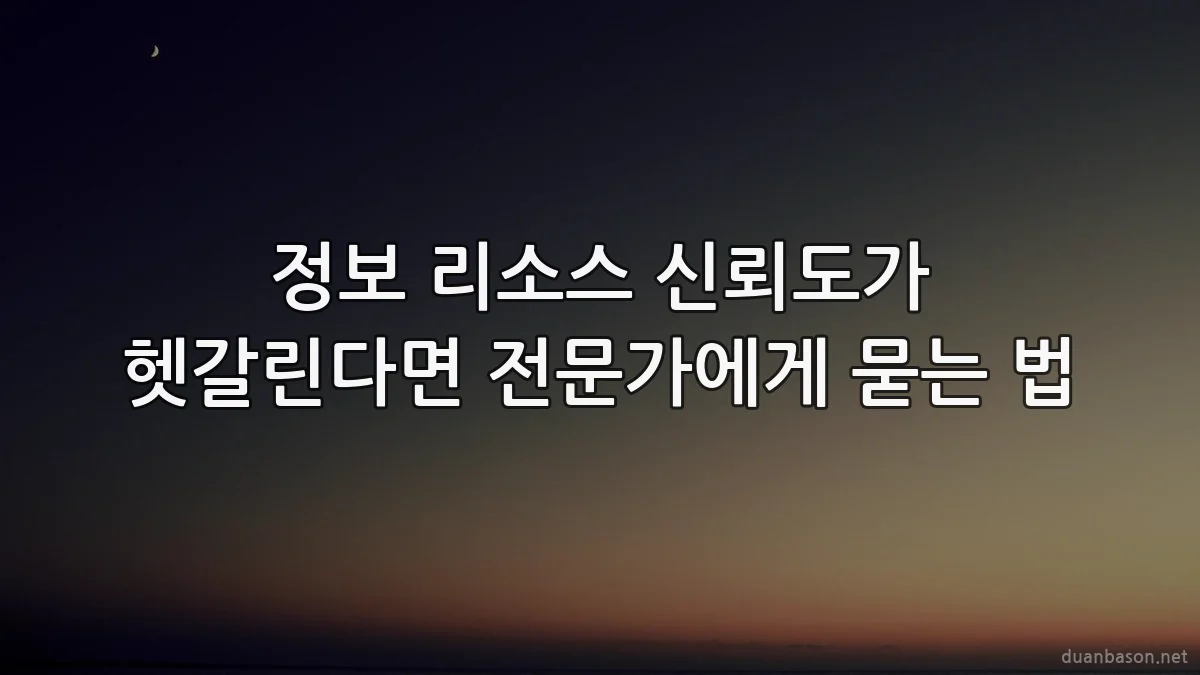 정보 리소스 신뢰도가 헷갈린다면 전문가에게 묻는 법