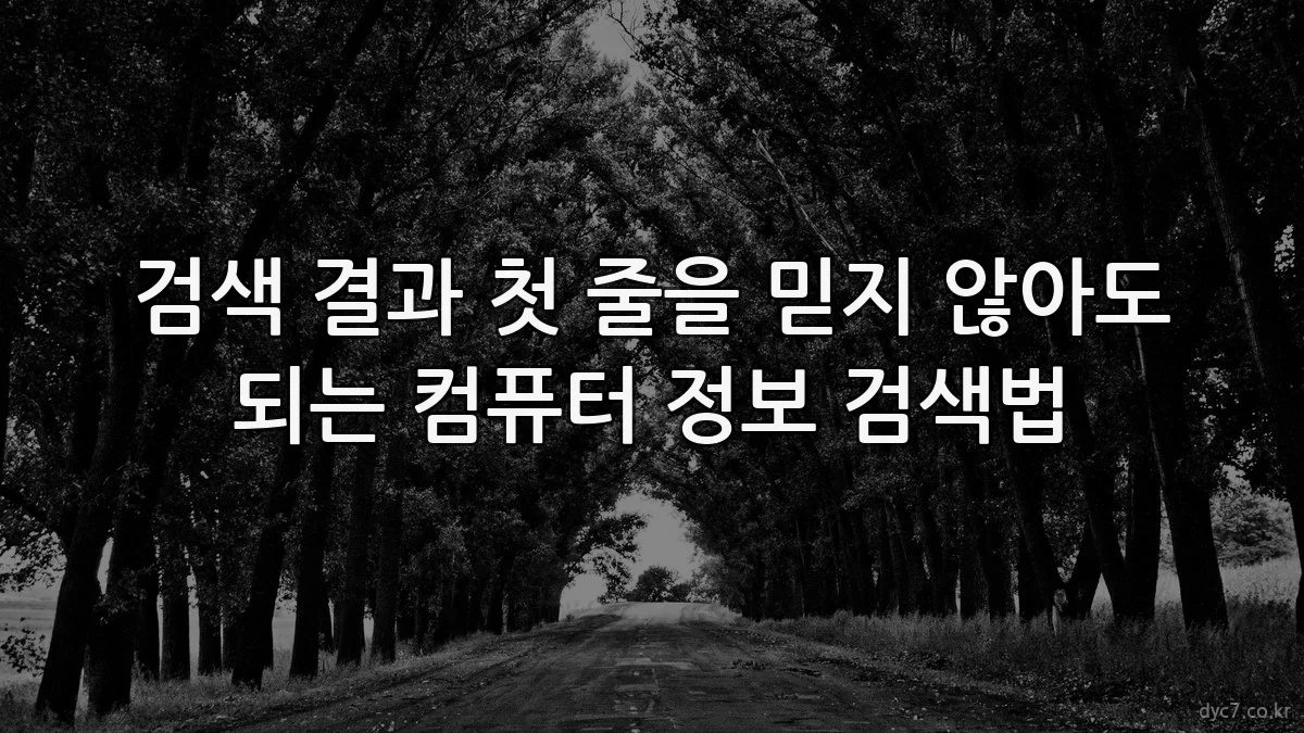 검색 결과 첫 줄을 믿지 않아도 되는 컴퓨터 정보 검색법