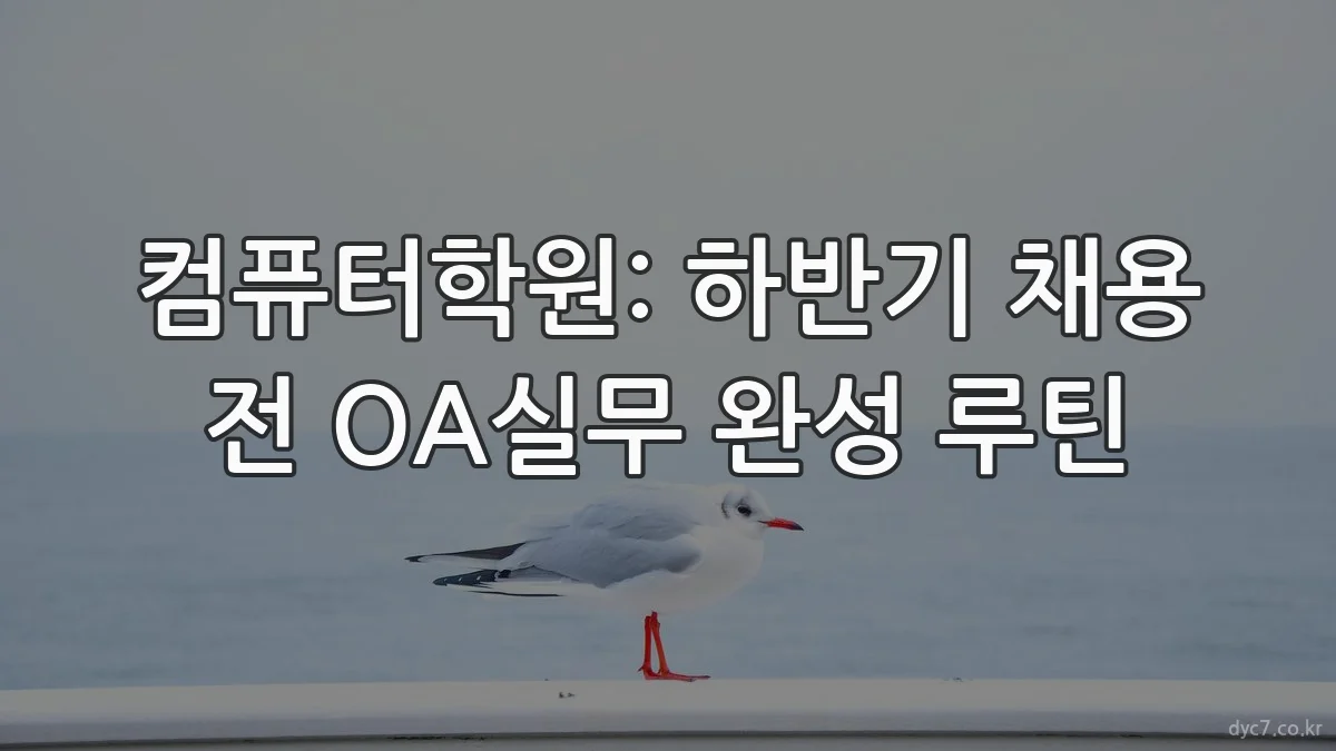 컴퓨터학원: 하반기 채용 전 OA실무 완성 루틴