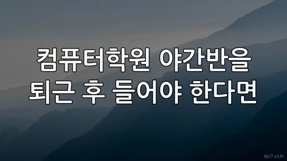 컴퓨터학원 야간반을 퇴근 후 들어야 한다면