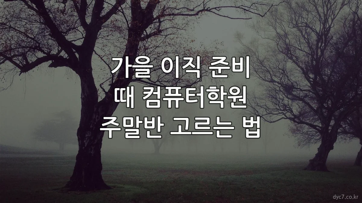 가을 이직 준비 때 컴퓨터학원 주말반 고르는 법