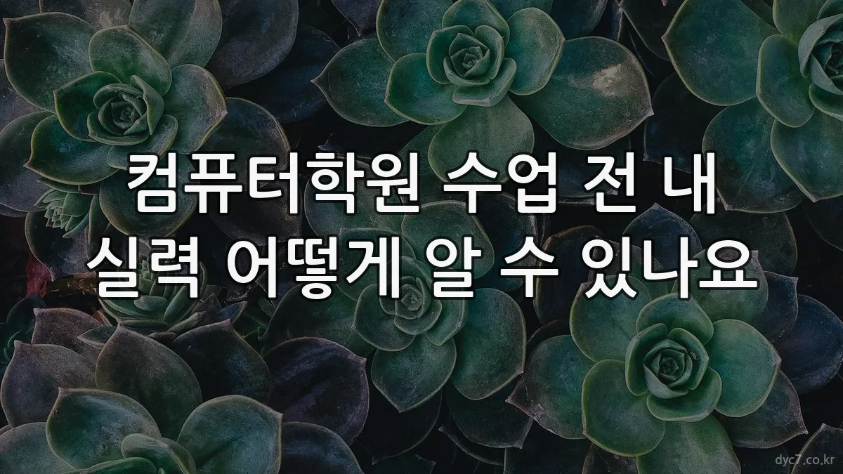 컴퓨터학원 수업 전 내 실력 어떻게 알 수 있나요