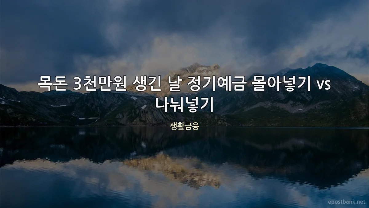목돈 3천만원 생긴 날 정기예금 몰아넣기 vs 나눠넣기