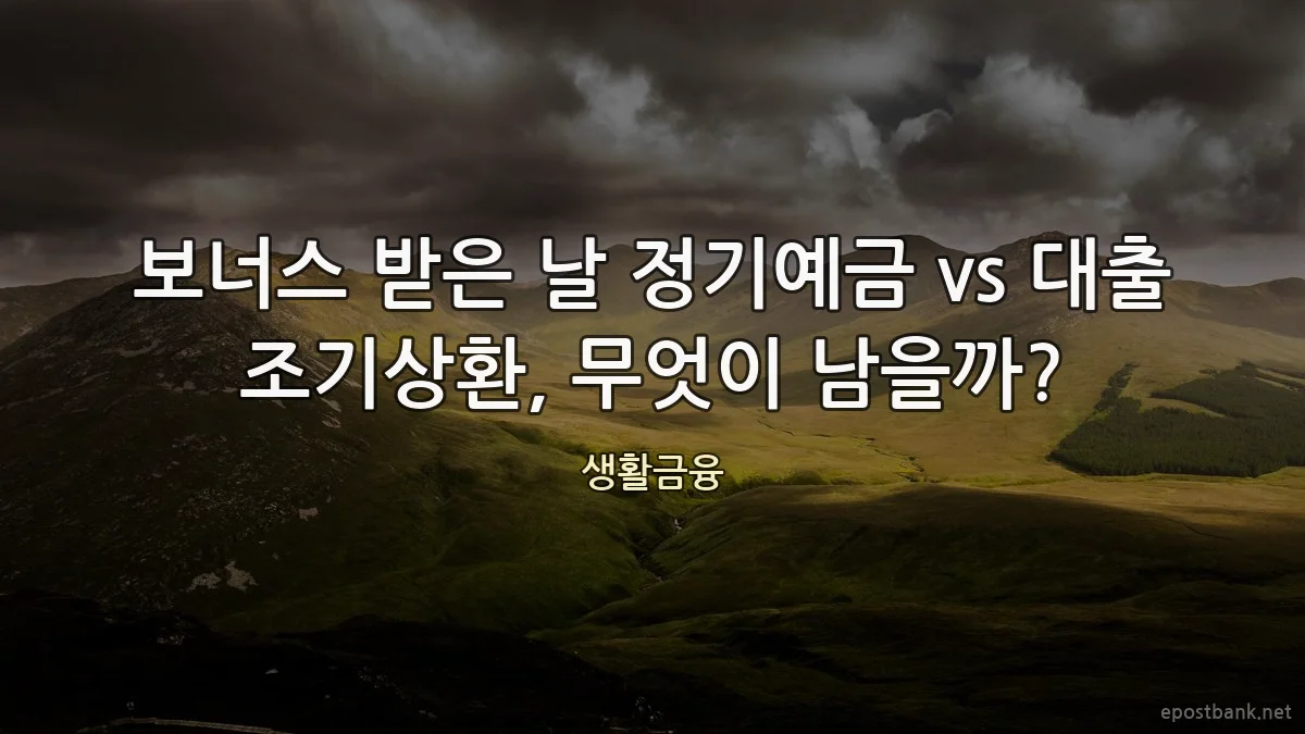보너스 받은 날 정기예금 vs 대출 조기상환, 무엇이 남을까?