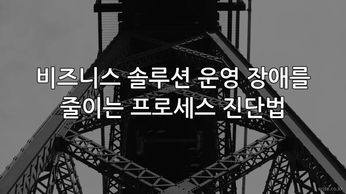 비즈니스 솔루션 운영 장애를 줄이는 프로세스 진단법